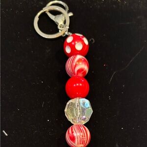 Elegant Red and clear beaded keychain/purse charm